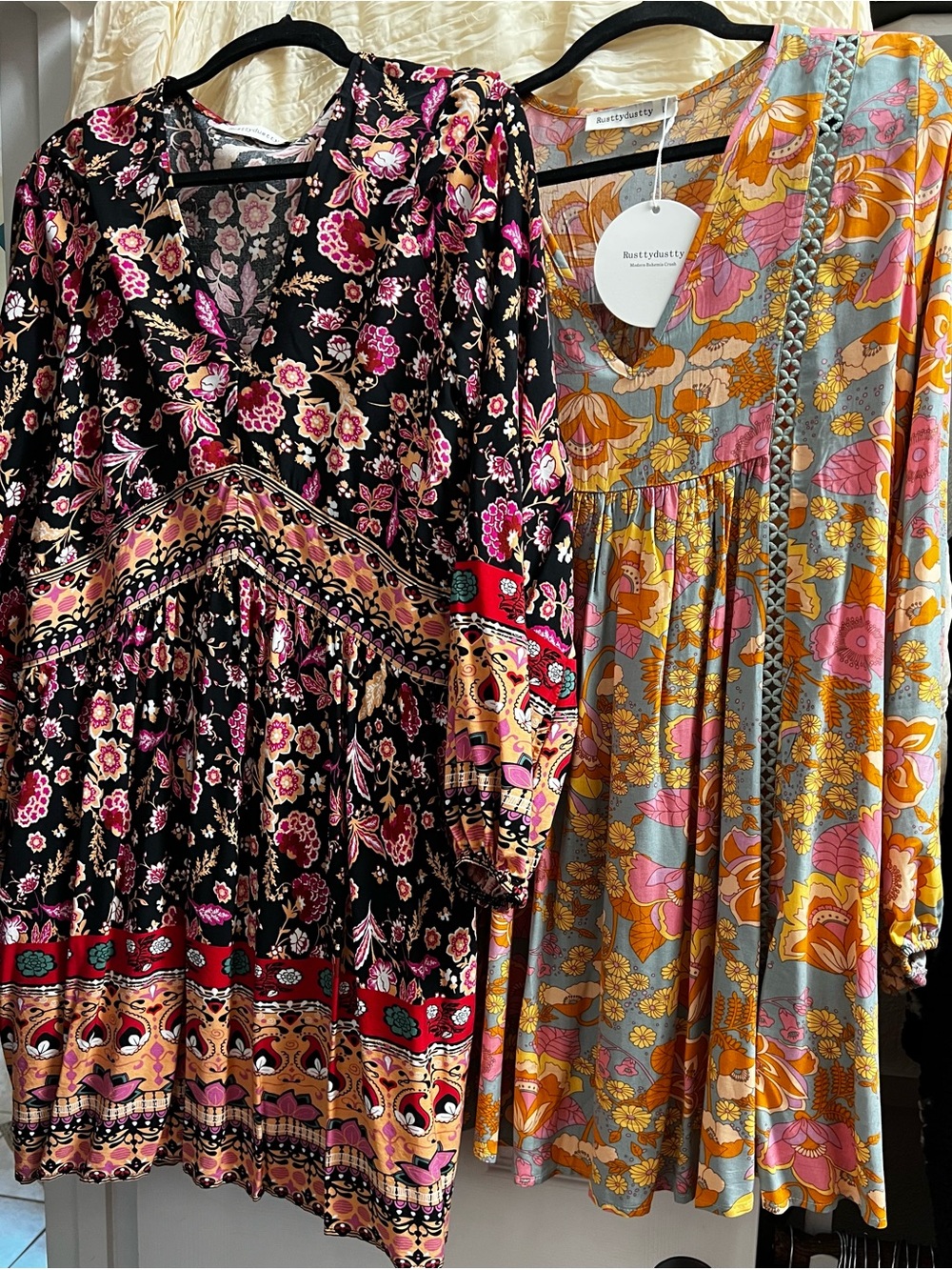 Rustty Dustty Floral Midi Dresses (2) - Yellow Pink Blue, Black - Picture 1 of 2